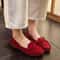 Spring Autumn Women Slip On Loafers Leather Cashmere Lined Flats Plus Size US 12 11