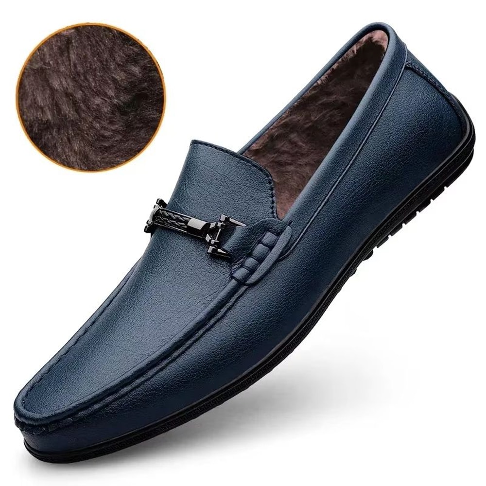 Classic Blue Genuine Leather SlipOn Loafers For Men 15