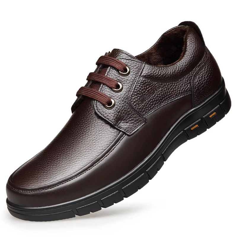 Mens Genuine Leather Casual LaceUp Soft Sole Shoes For Dad 0