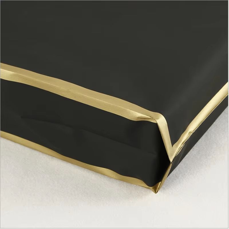 50 Pcs Customized Logo Tote Bags With Gold Edge Party Favor Shopping Packaging Bags 2