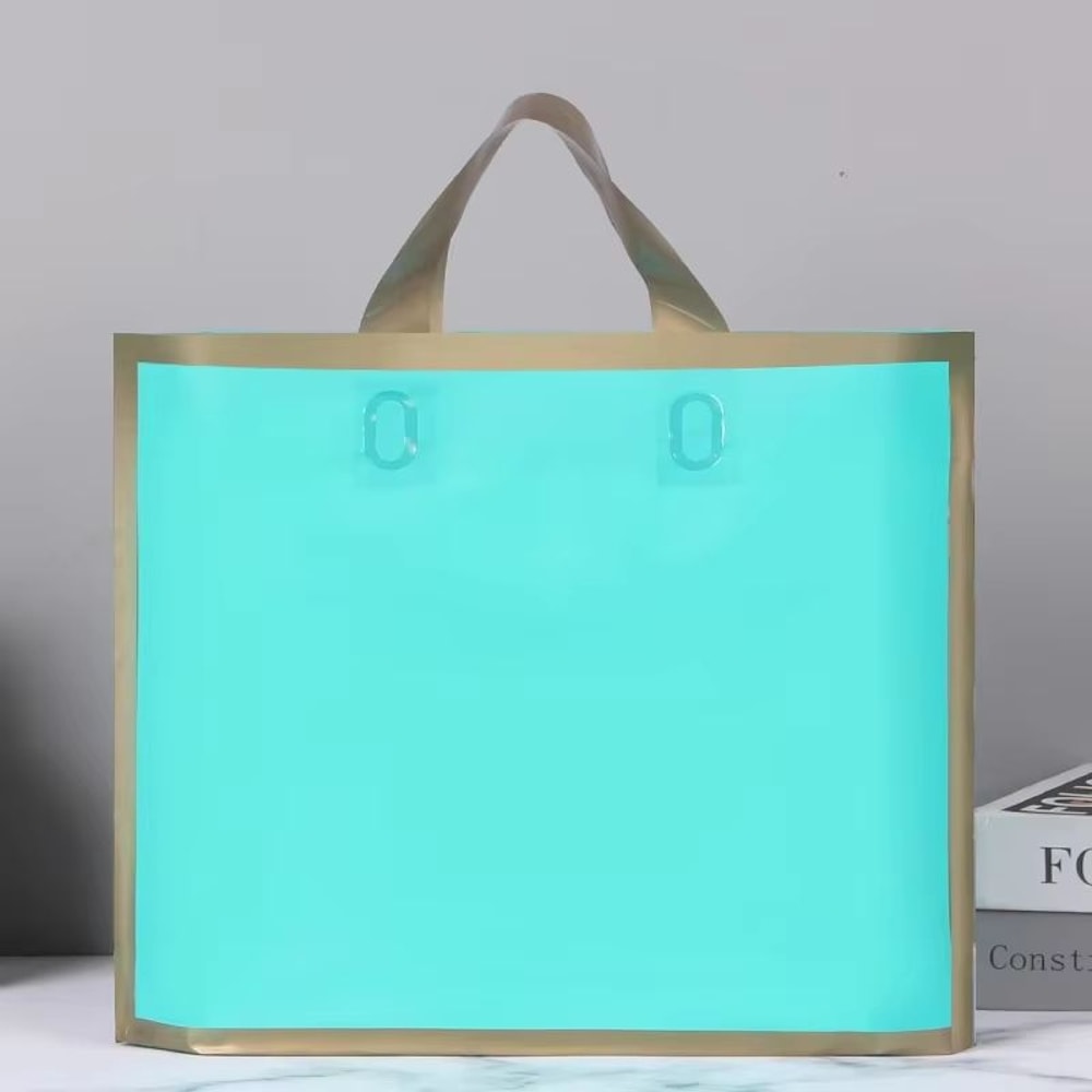 50 Pcs Customized Logo Tote Bags With Gold Edge Party Favor Shopping Packaging Bags 10