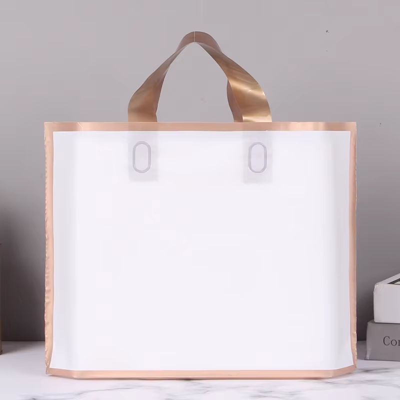 50 Pcs Customized Logo Tote Bags With Gold Edge Party Favor Shopping Packaging Bags 6