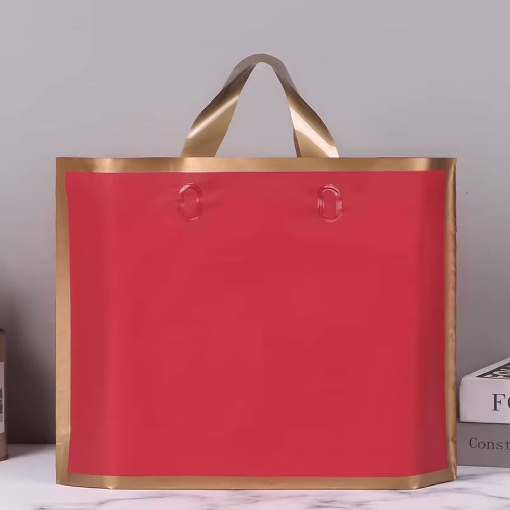 50 Pcs Customized Logo Tote Bags With Gold Edge Party Favor Shopping Packaging Bags 7