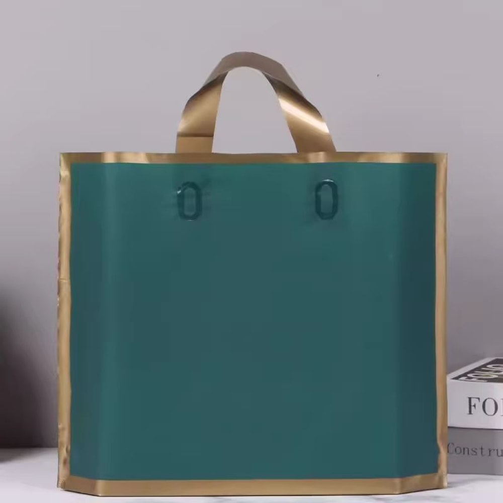 50 Pcs Customized Logo Tote Bags With Gold Edge Party Favor Shopping Packaging Bags 8