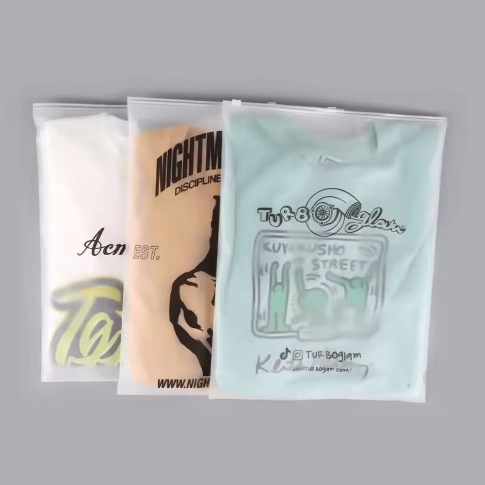 Customized Frosted Zipper Packaging Bags With Logo 50Pcs Set For Clothing Products 0