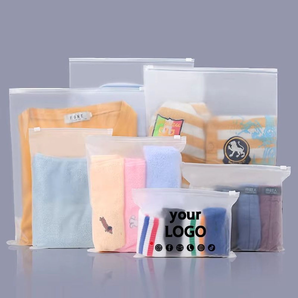 Customized Frosted Zipper Packaging Bags With Logo 50Pcs Set For Clothing Products 4