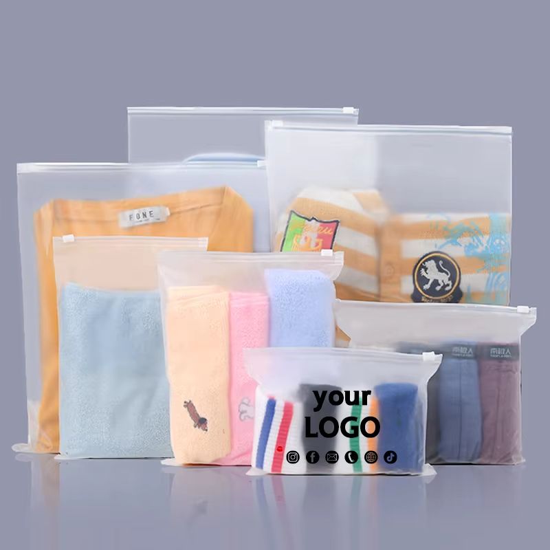 Customized Frosted Zipper Packaging Bags With Logo 50Pcs Set For Clothing Products 4
