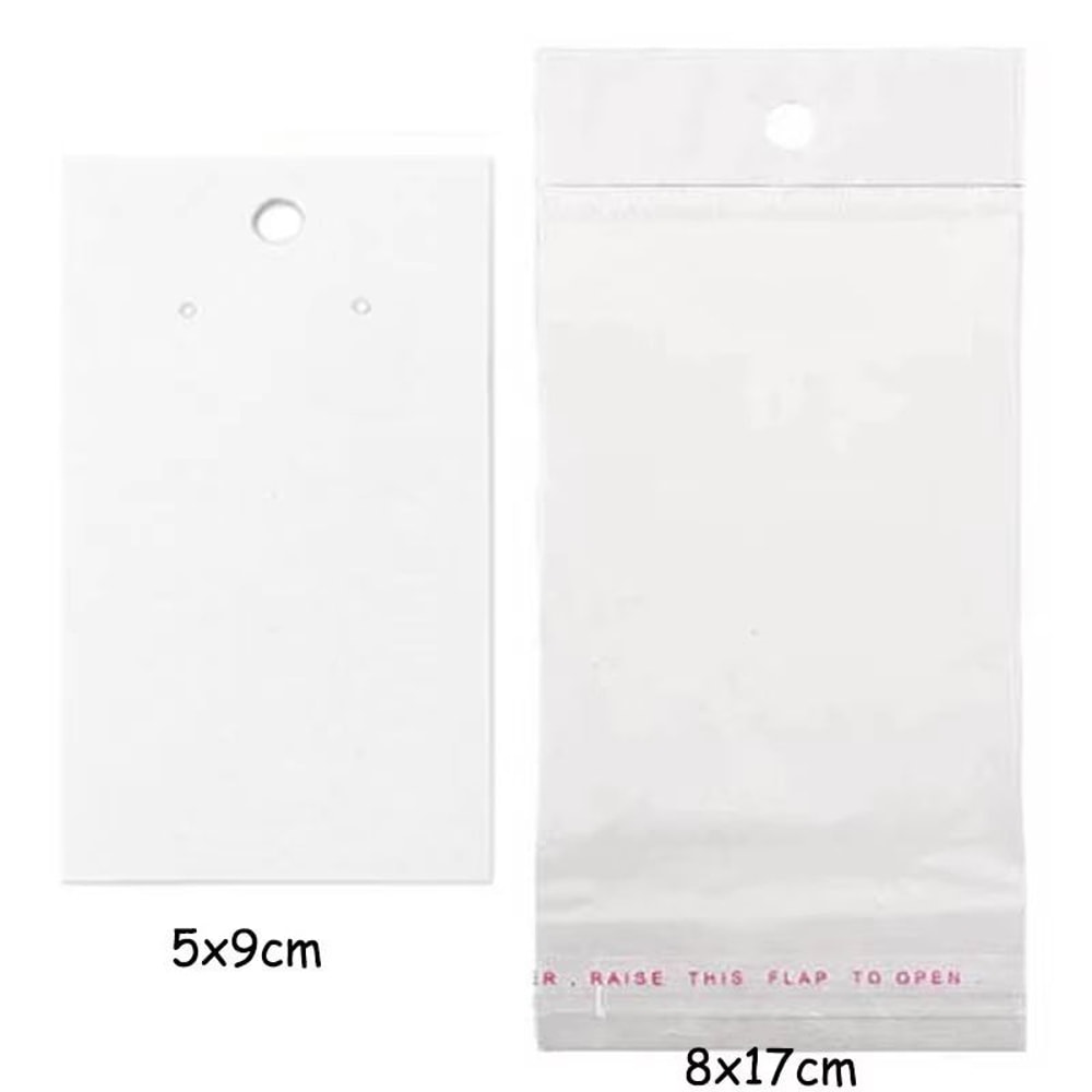 50 Pcs 5x9 Cm Kraft Paper Cardboard Jewelry Display Tags With SelfAdhesive Bags 10