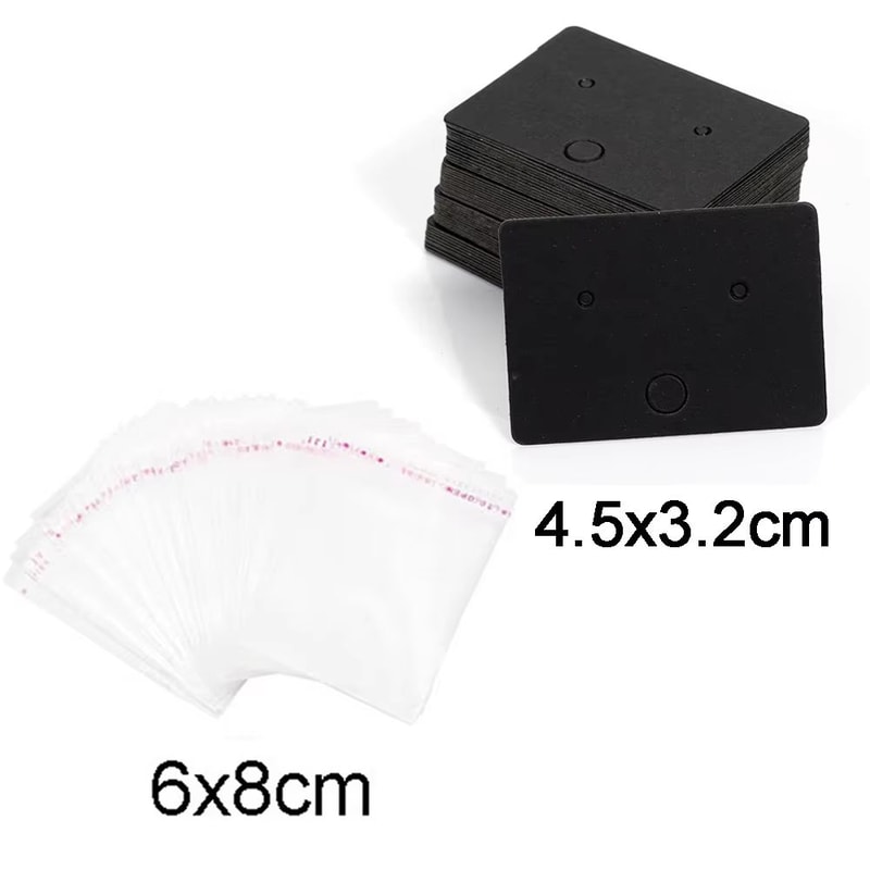 50 Pcs 5x9 Cm Kraft Paper Cardboard Jewelry Display Tags With SelfAdhesive Bags 14