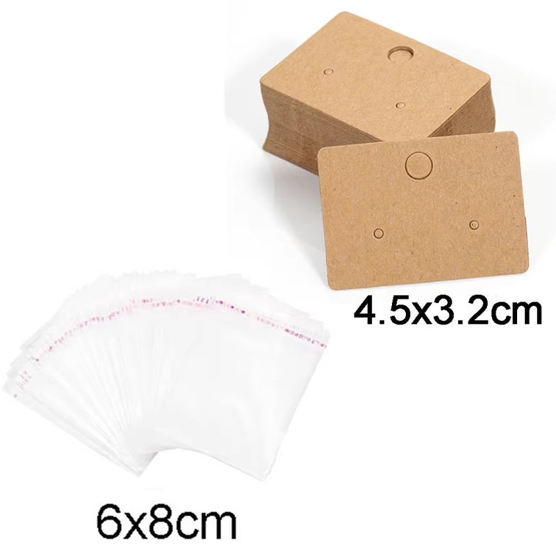 50 Pcs 5x9 Cm Kraft Paper Cardboard Jewelry Display Tags With SelfAdhesive Bags 16