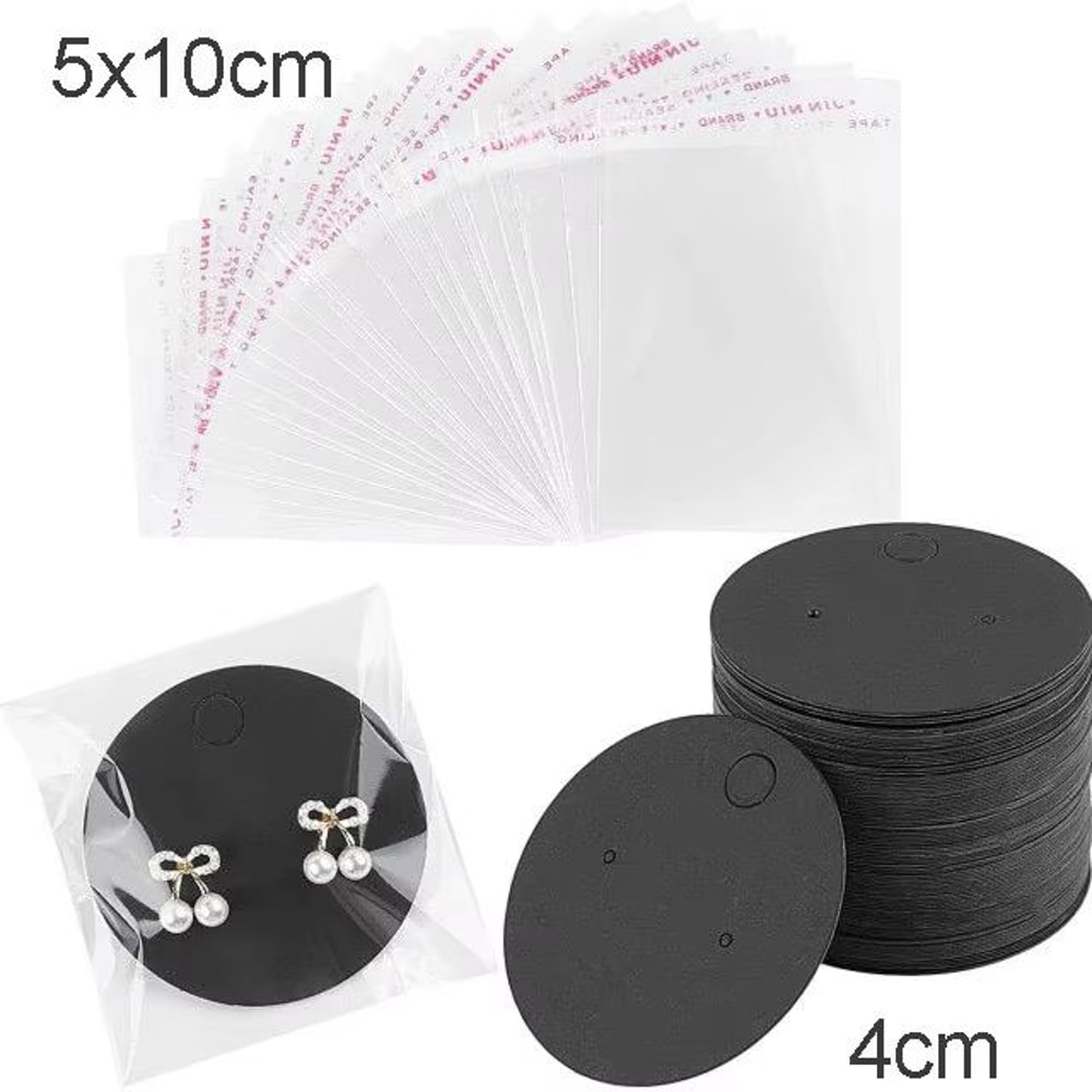 50 Pcs 5x9 Cm Kraft Paper Cardboard Jewelry Display Tags With SelfAdhesive Bags 17