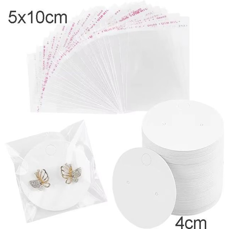 50 Pcs 5x9 Cm Kraft Paper Cardboard Jewelry Display Tags With SelfAdhesive Bags 18