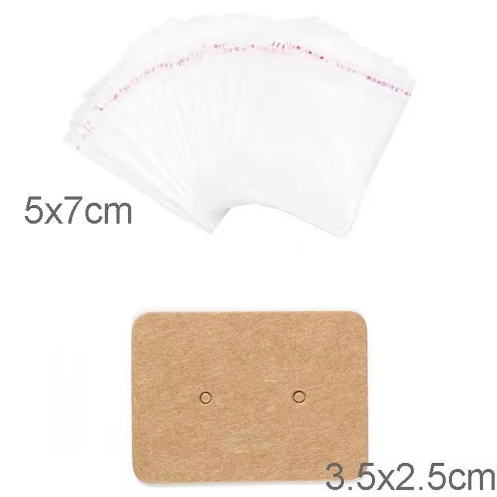 50 Pcs 5x9 Cm Kraft Paper Cardboard Jewelry Display Tags With SelfAdhesive Bags 22