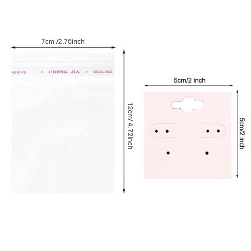 50 Pcs 5x9 Cm Kraft Paper Cardboard Jewelry Display Tags With SelfAdhesive Bags 24