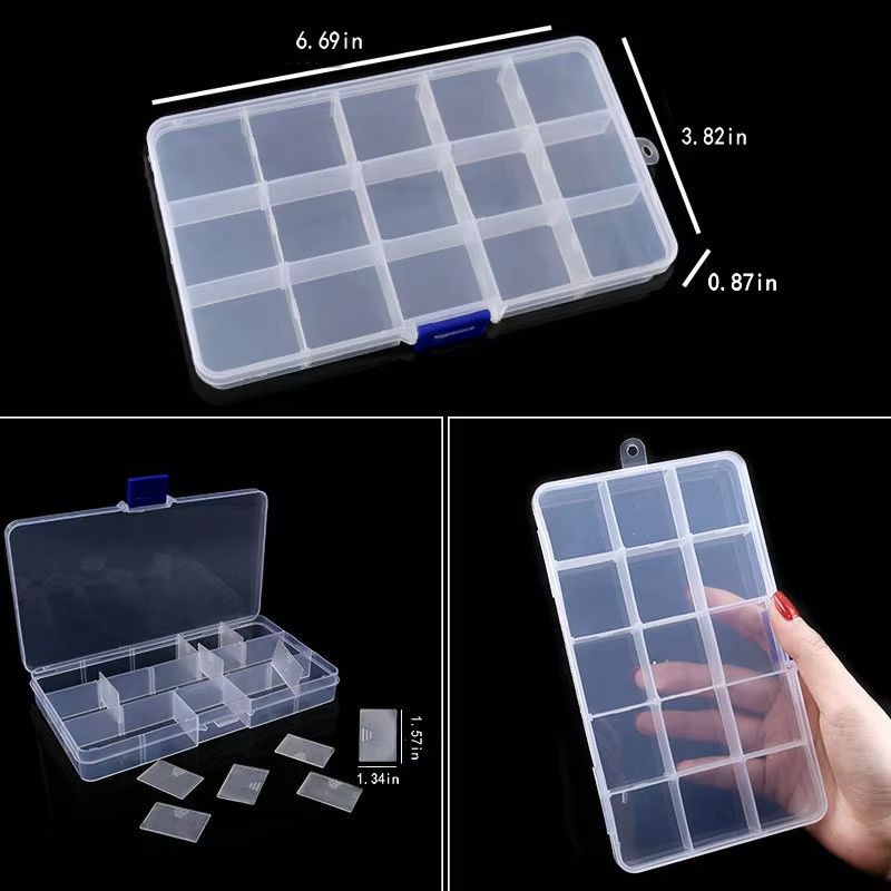 Transparent Adjustable Plastic Jewelry Storage Box With Compartments 15