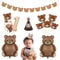 Coffee Brown Teddy Bear Balloon And Number Heart Balloon Set Party Decorations 0