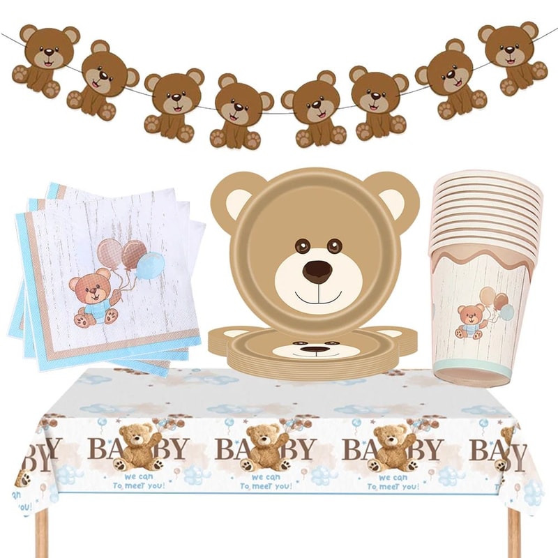 Coffee Brown Teddy Bear Balloon And Number Heart Balloon Set Party Decorations 1