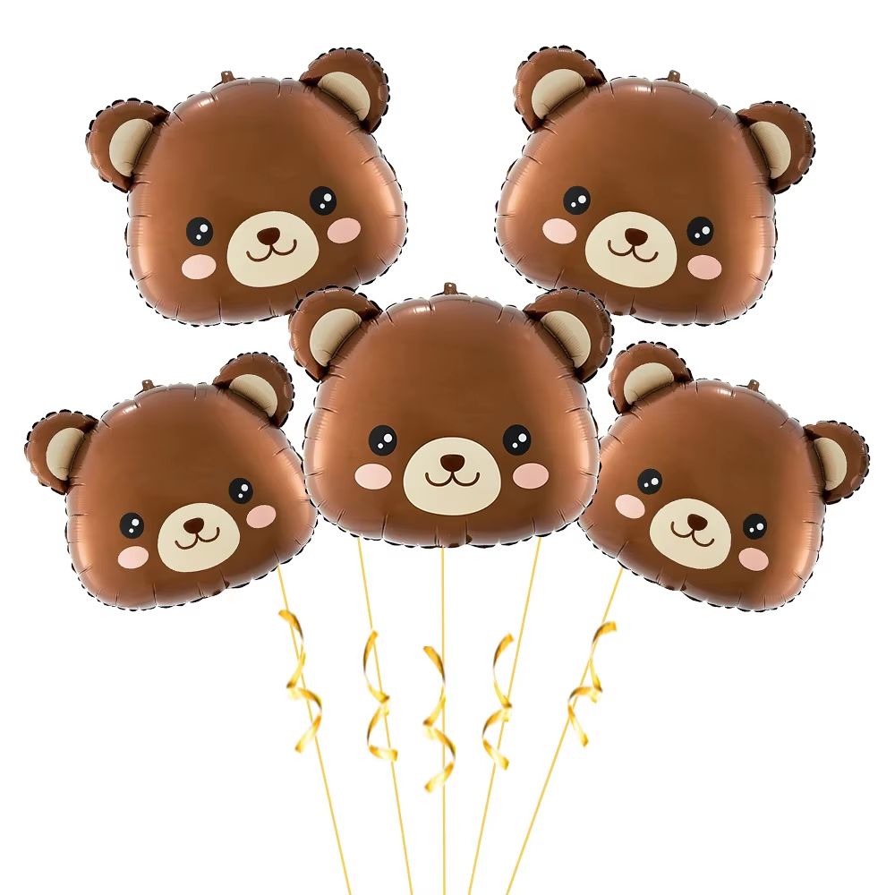 Coffee Brown Teddy Bear Balloon And Number Heart Balloon Set Party Decorations 5
