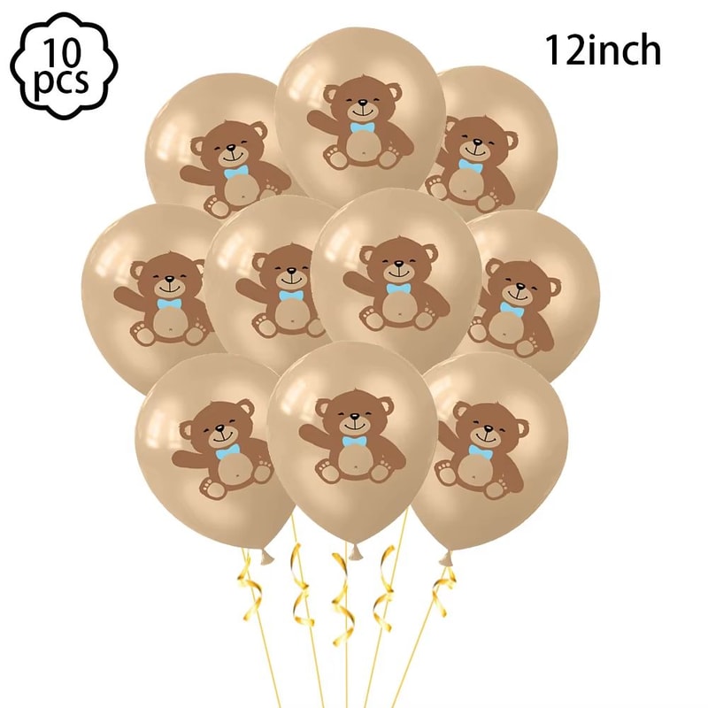 Coffee Brown Teddy Bear Balloon And Number Heart Balloon Set Party Decorations 14