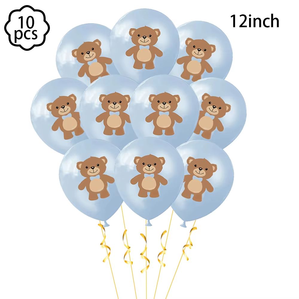 Coffee Brown Teddy Bear Balloon And Number Heart Balloon Set Party Decorations 15
