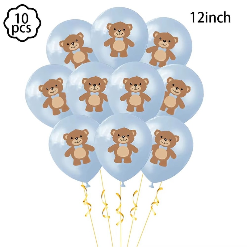 Coffee Brown Teddy Bear Balloon And Number Heart Balloon Set Party Decorations 15