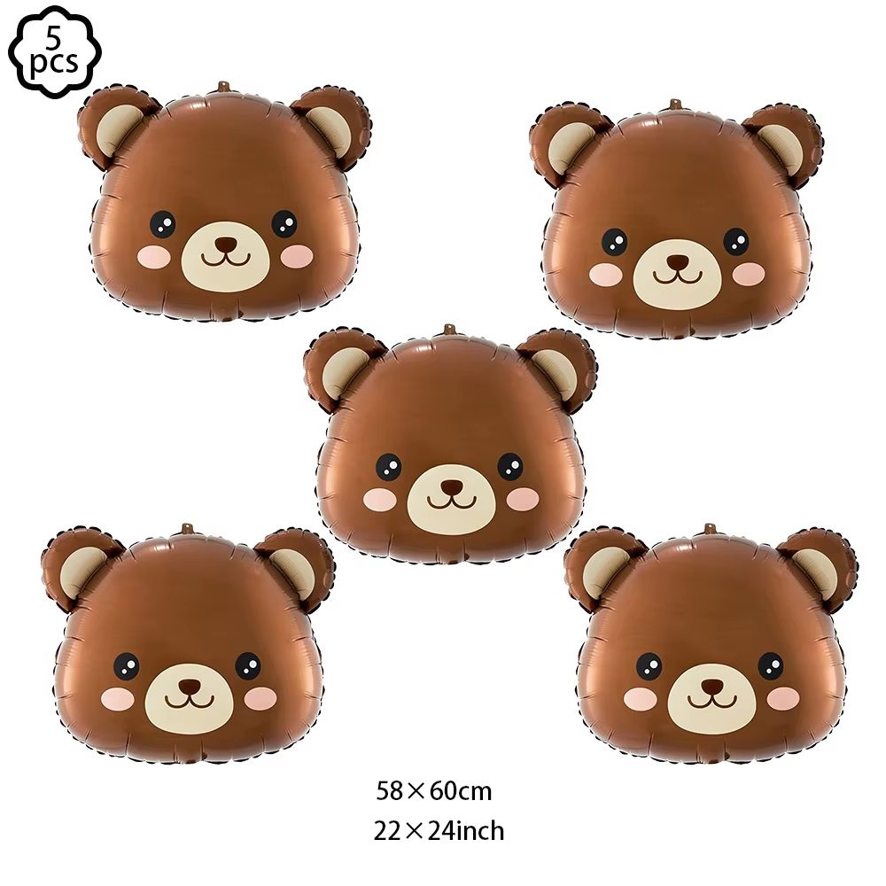 Coffee Brown Teddy Bear Balloon And Number Heart Balloon Set Party Decorations 16