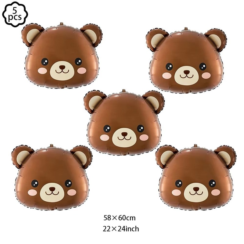 Coffee Brown Teddy Bear Balloon And Number Heart Balloon Set Party Decorations 16