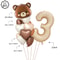 Coffee Brown Teddy Bear Balloon And Number Heart Balloon Set Party Decorations 24