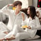 Silk Satin Couples Pajama Set Luxury Long Sleeve Button Down Sleepwear For Women And Men 0
