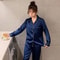 Silk Satin Couples Pajama Set Luxury Long Sleeve Button Down Sleepwear For Women And Men 8