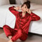 Silk Satin Couples Pajama Set Luxury Long Sleeve Button Down Sleepwear For Women And Men 14