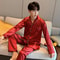 Silk Satin Couples Pajama Set Luxury Long Sleeve Button Down Sleepwear For Women And Men 15