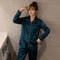 Silk Satin Couples Pajama Set Luxury Long Sleeve Button Down Sleepwear For Women And Men 19
