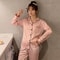Silk Satin Couples Pajama Set Luxury Long Sleeve Button Down Sleepwear For Women And Men 22