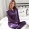 Silk Satin Couples Pajama Set Luxury Long Sleeve Button Down Sleepwear For Women And Men 26