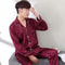 Silk Satin Couples Pajama Set Luxury Long Sleeve Button Down Sleepwear For Women And Men 27
