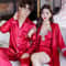 Luxury Silk Satin Couples Nightwear Set Women Sexy Nightdress With Men Long Sleeve Pants Robe Sle 0