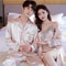 Luxury Silk Satin Couples Nightwear Set Women Sexy Nightdress With Men Long Sleeve Pants Robe Sle 1