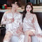 Luxury Silk Satin Couples Nightwear Set Women Sexy Nightdress With Men Long Sleeve Pants Robe Sle 14