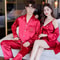 Luxury Silk Satin Couples Nightwear Set Women Sexy Nightdress With Men Long Sleeve Pants Robe Sle 17