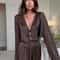 Blubelle Satin Tie Cardigan Pajama Set For Women Two Piece Long Sleeve Lounge Set With Loose Pants 2