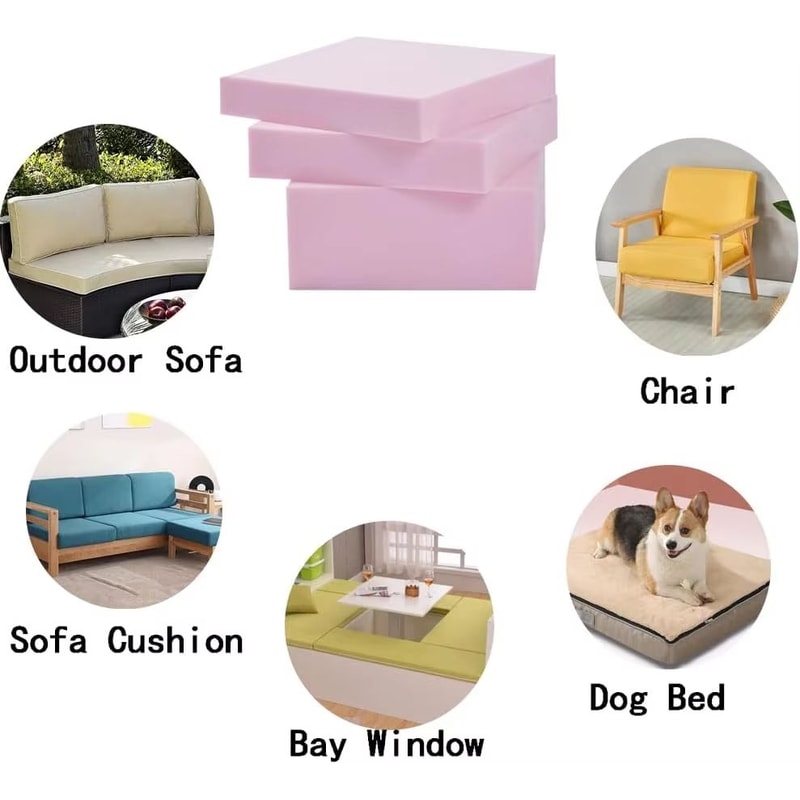 Custom High Density Foam Cushion Pad Pink Upholstery Replacement Foam For Window Seat Sofa Mattres 4