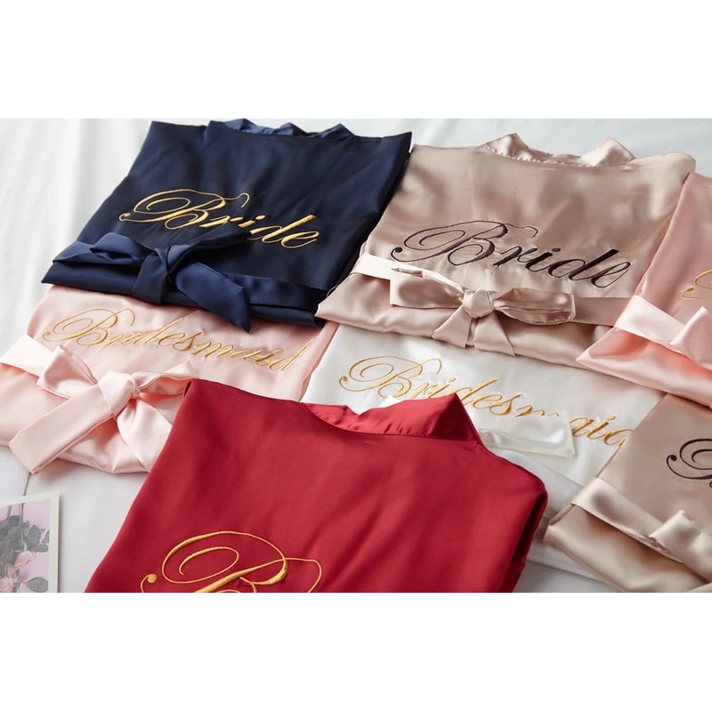 Elegant Floral Bridal Robe For Bride And Bridesmaids Short Kimono Sleepwear 2