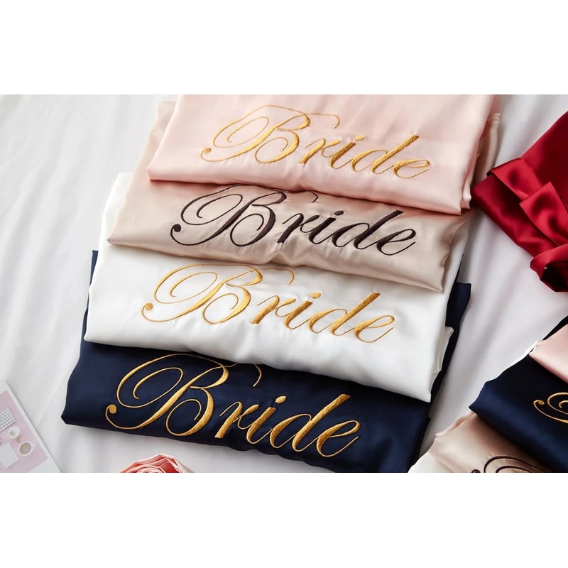 Elegant Floral Bridal Robe For Bride And Bridesmaids Short Kimono Sleepwear 5