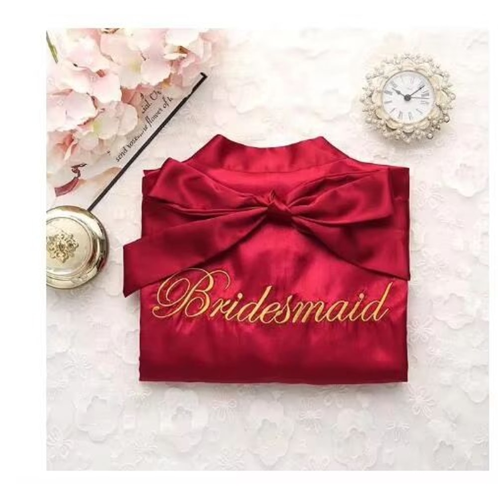 Elegant Floral Bridal Robe For Bride And Bridesmaids Short Kimono Sleepwear 11