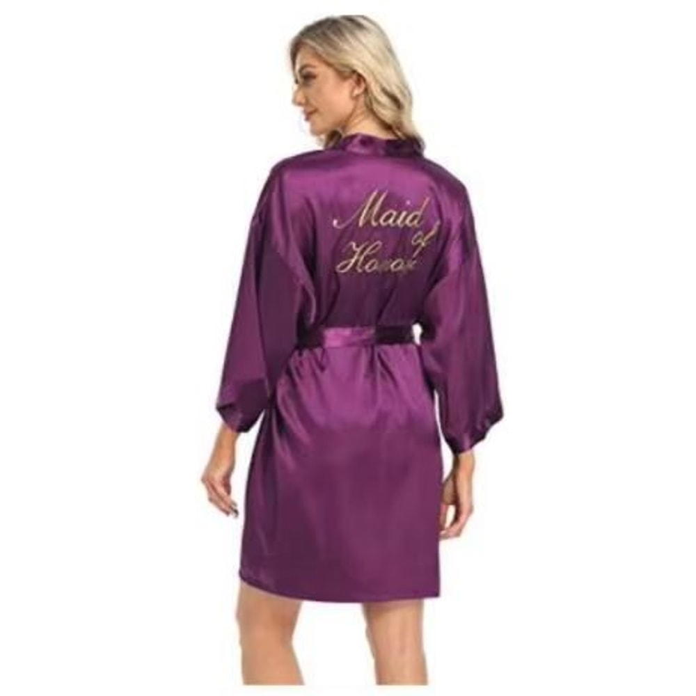 Elegant Floral Bridal Robe For Bride And Bridesmaids Short Kimono Sleepwear 12