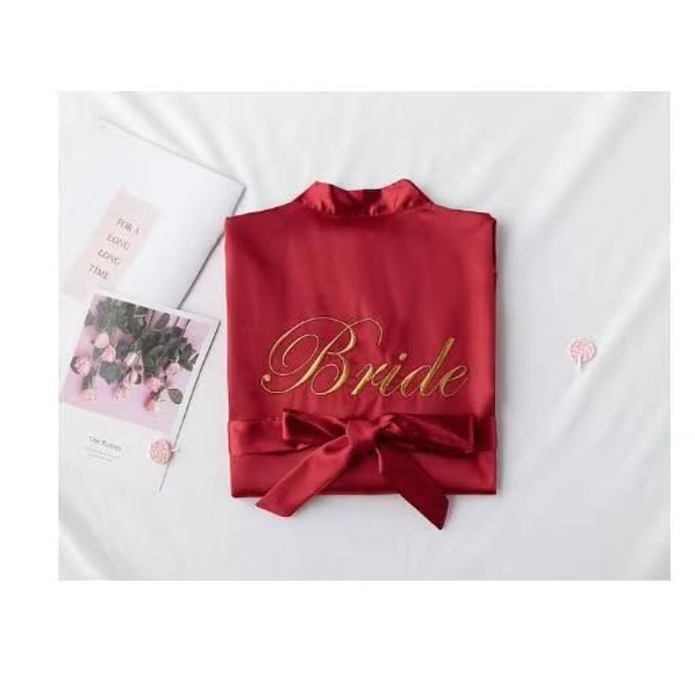 Elegant Floral Bridal Robe For Bride And Bridesmaids Short Kimono Sleepwear 14