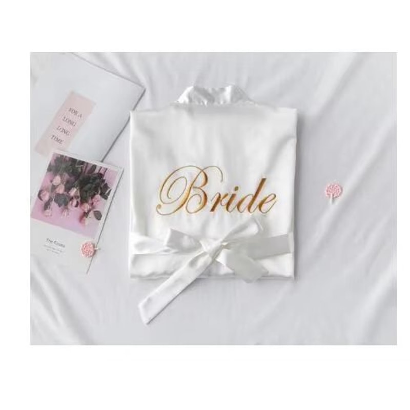 Elegant Floral Bridal Robe For Bride And Bridesmaids Short Kimono Sleepwear 15