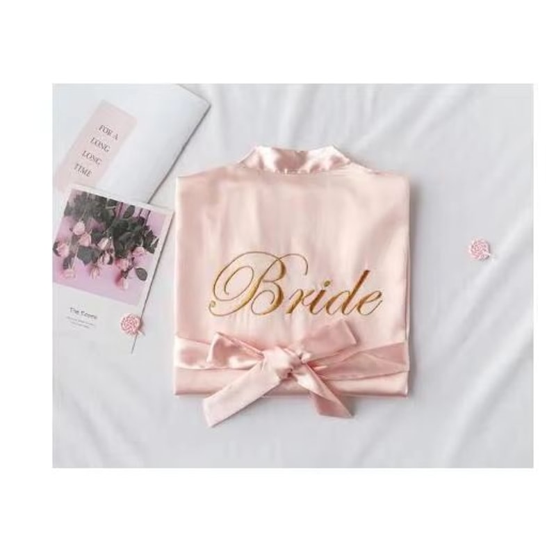 Elegant Floral Bridal Robe For Bride And Bridesmaids Short Kimono Sleepwear 16