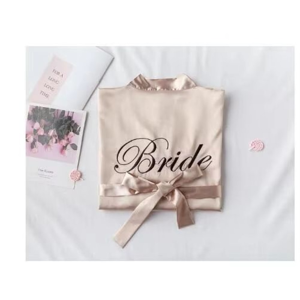 Elegant Floral Bridal Robe For Bride And Bridesmaids Short Kimono Sleepwear 18